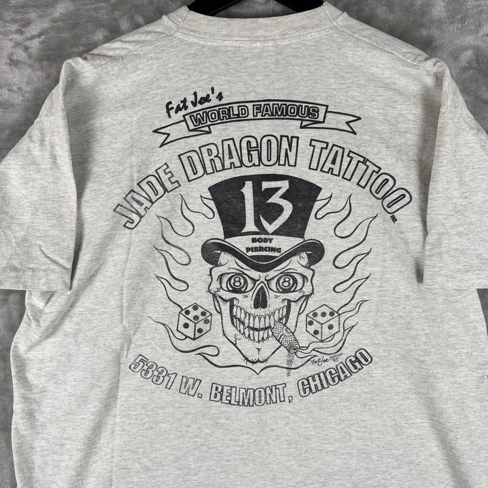 Vintage Chicago Jade Dragon Tattoo Double Sided Graphic T-Shirt Mens XL 90s